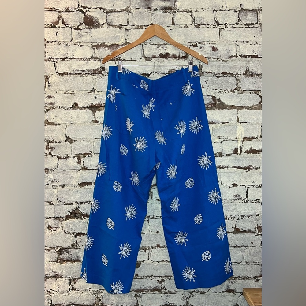 Zara Linen Embroidered Pants size Large
